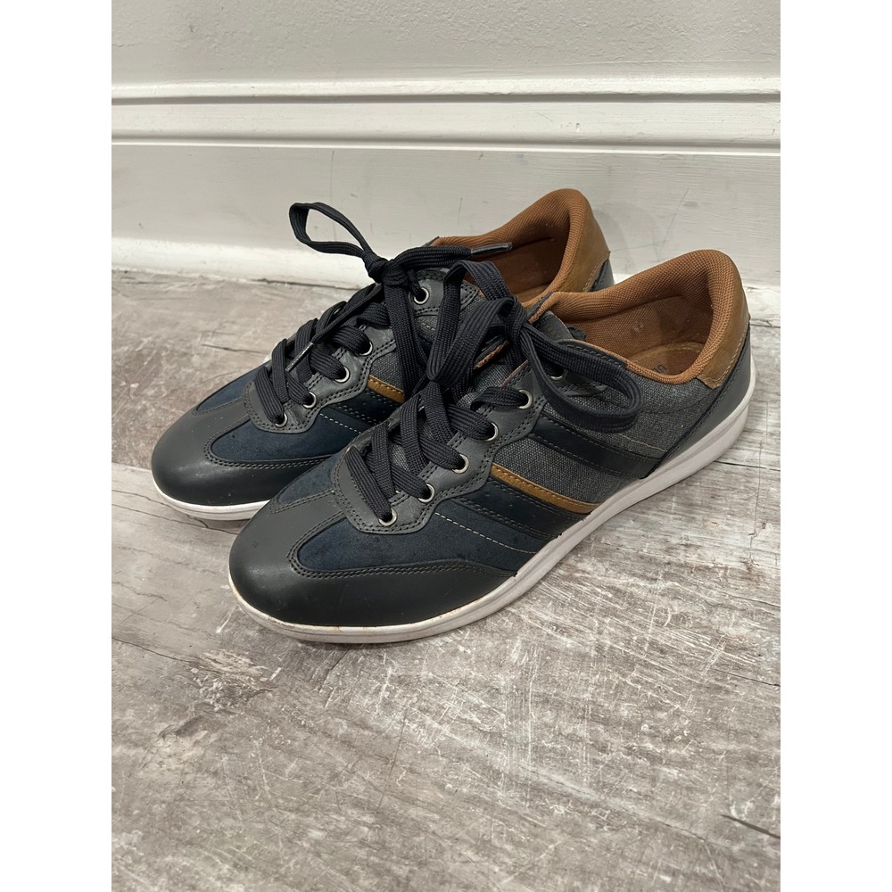 Perry Ellis America Mens 10.5 Trainer Blue Grey Brown Fashion Sneakers